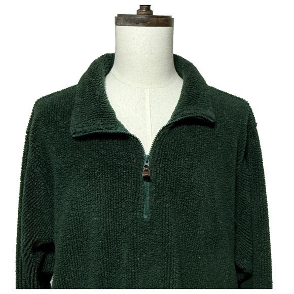 Cabelas Sweater Mens XL Green 1/4 Zip Pullover Pockets Long Sleeve Sweatshirt - Picture 1 of 11
